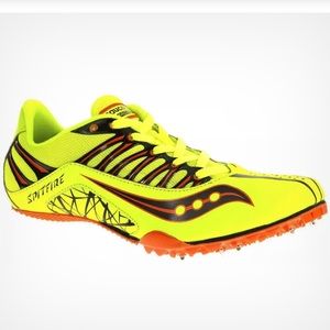 NEW in BOX Saucony Spitfre Yellow/orange men’s 11 track spikes